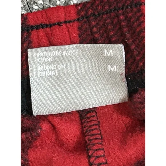 Columbia Fleece Pants PJ Bottoms Red Black Pockets Elastic Waist MEDIUM - Picture 5 of 8